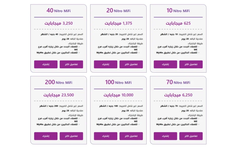 أفضل عروض شركة WE واسعار باقات الانترنت والمكالمات 2024