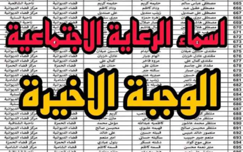 ” الوجبة السابعة هنا ” اسماء الرعاية الاجتماعية 2024 الوجبة الاخيرة موقع وزارة العمل والشؤون الاجتماعية